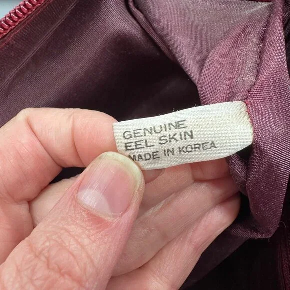 Vintage Red Purse Eel Skin Shoulder Bag Lee Sands Korea 1970s Retro Fashion - Picture 6 of 15